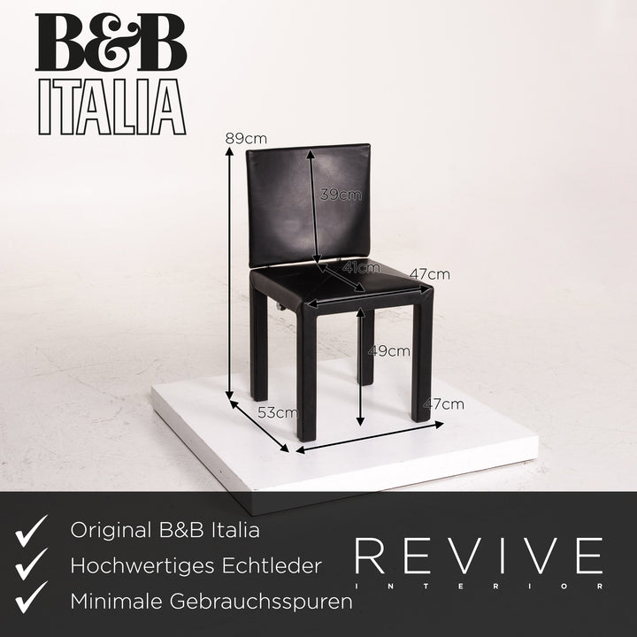 B&amp;B Italia Arcadia ensemble de chaises en cuir noir 2x fauteuils #15031