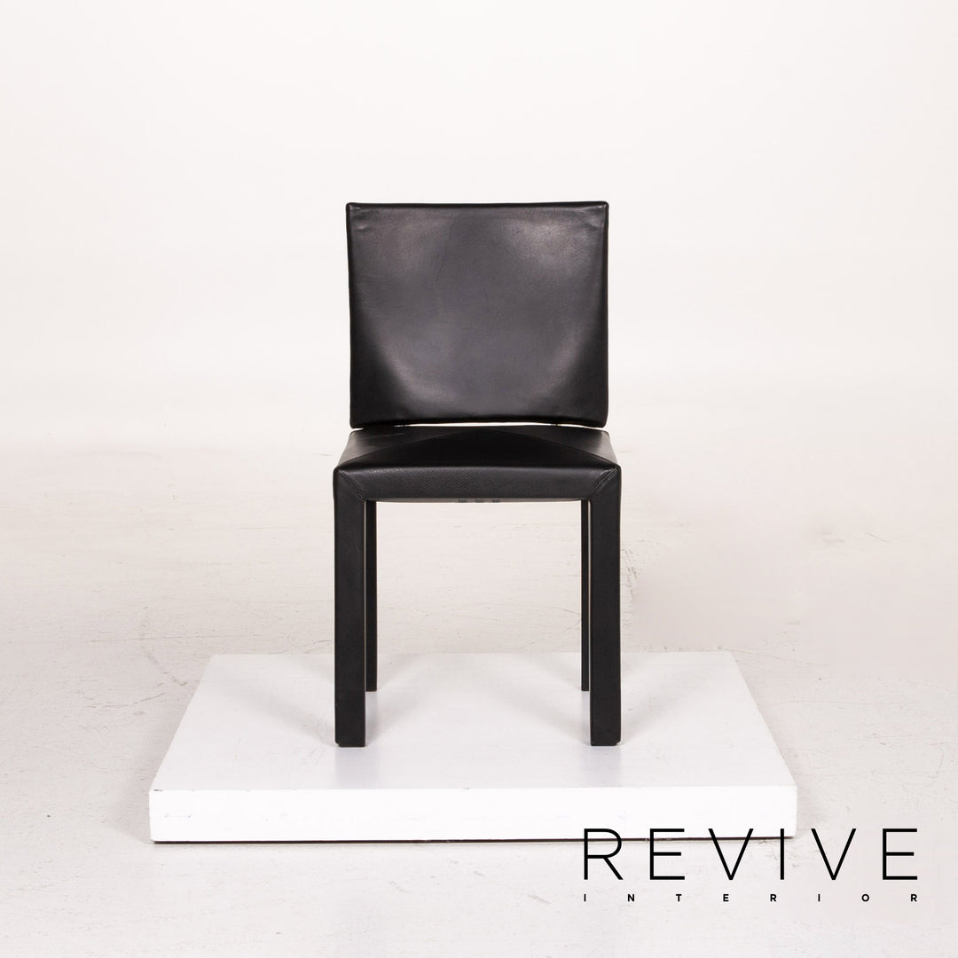 B&amp;B Italia Arcadia ensemble de chaises en cuir noir 2x fauteuils #15031