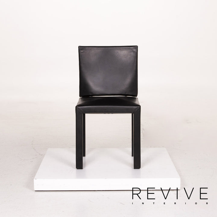 B&amp;B Italia Arcadia ensemble de chaises en cuir noir 2x fauteuils #15031