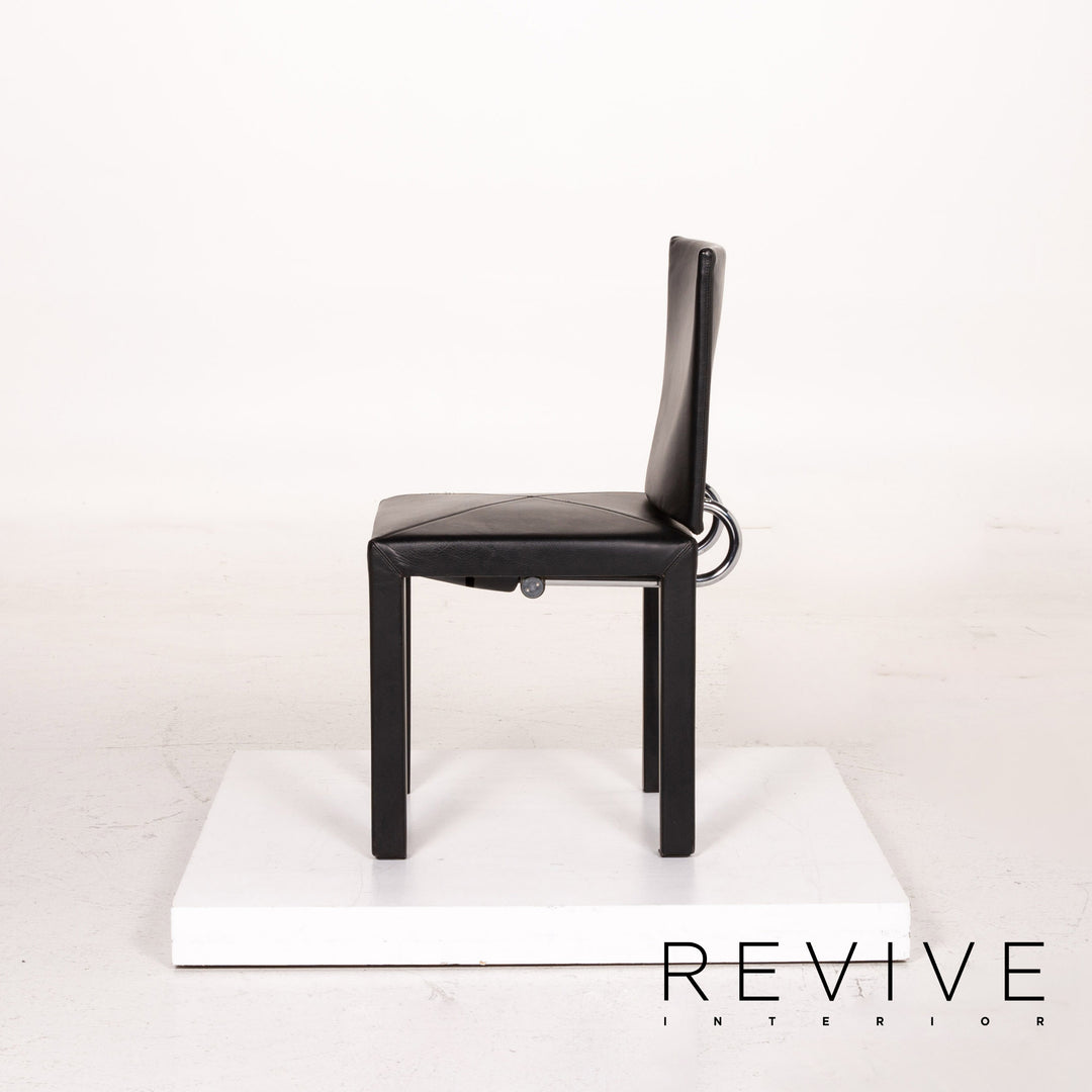 B&amp;B Italia Arcadia ensemble de chaises en cuir noir 2x fauteuils #15031