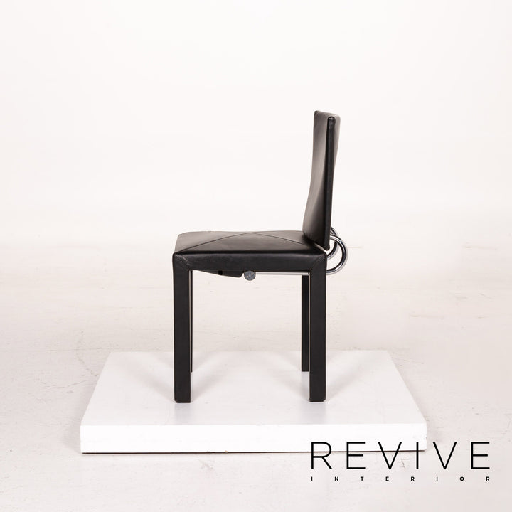 B&amp;B Italia Arcadia ensemble de chaises en cuir noir 2x fauteuils #15031
