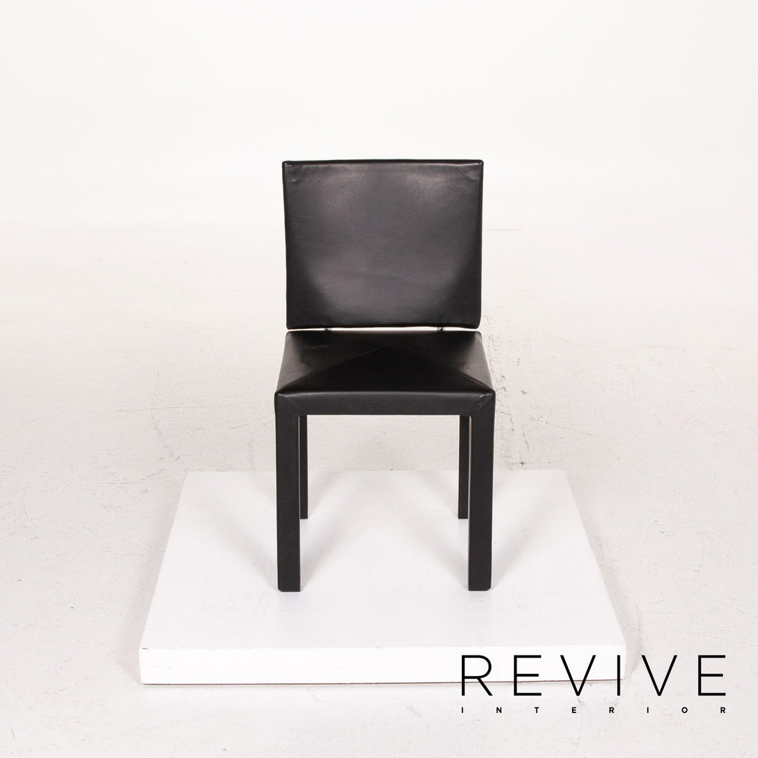 B&amp;B Italia Arcadia ensemble de chaises en cuir noir 2x fauteuils #15031
