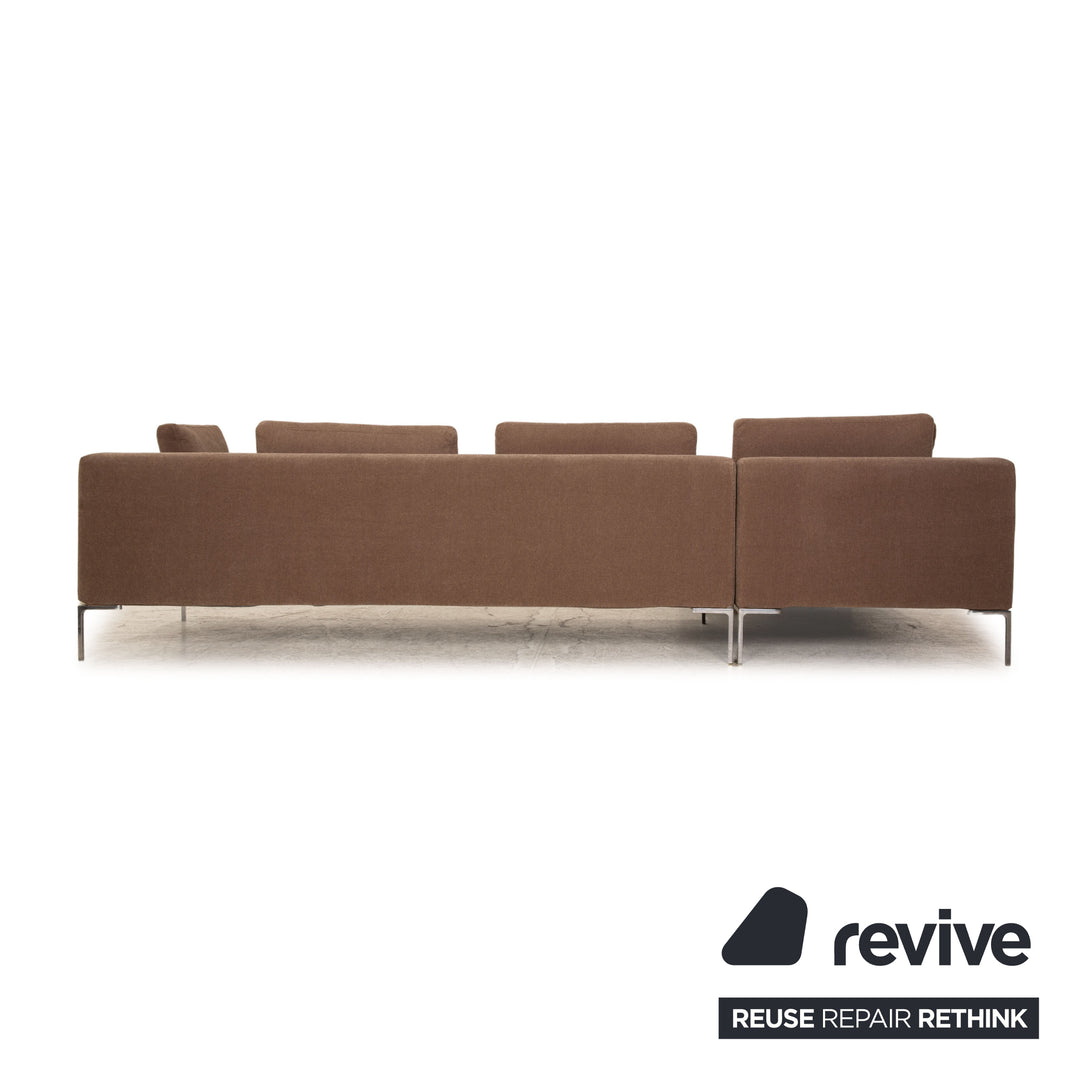 B&B Italia Charles Stoff Ecksofa Braun Sofa Couch Recamiere links