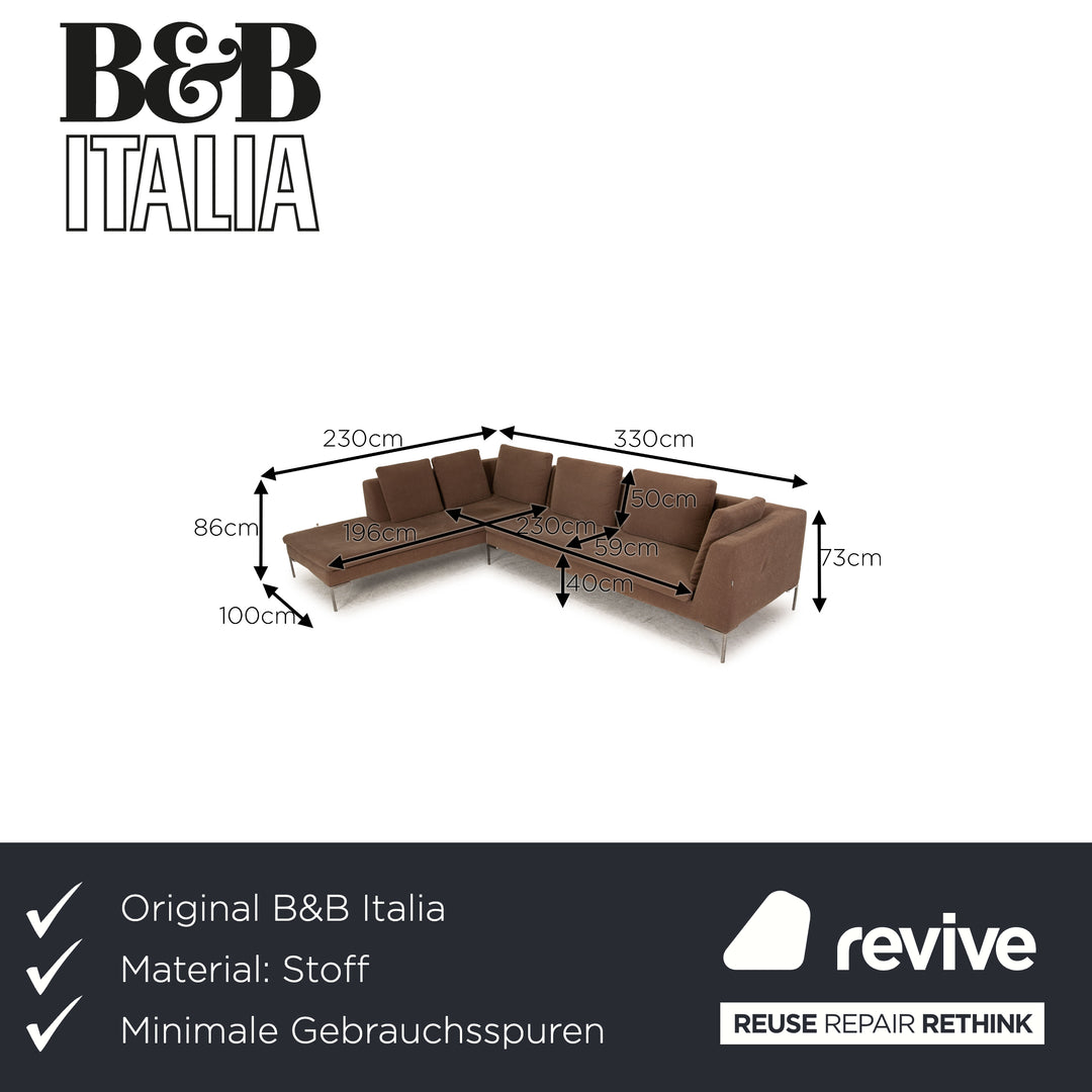 B&B Italia Charles Stoff Ecksofa Braun Sofa Couch Recamiere links