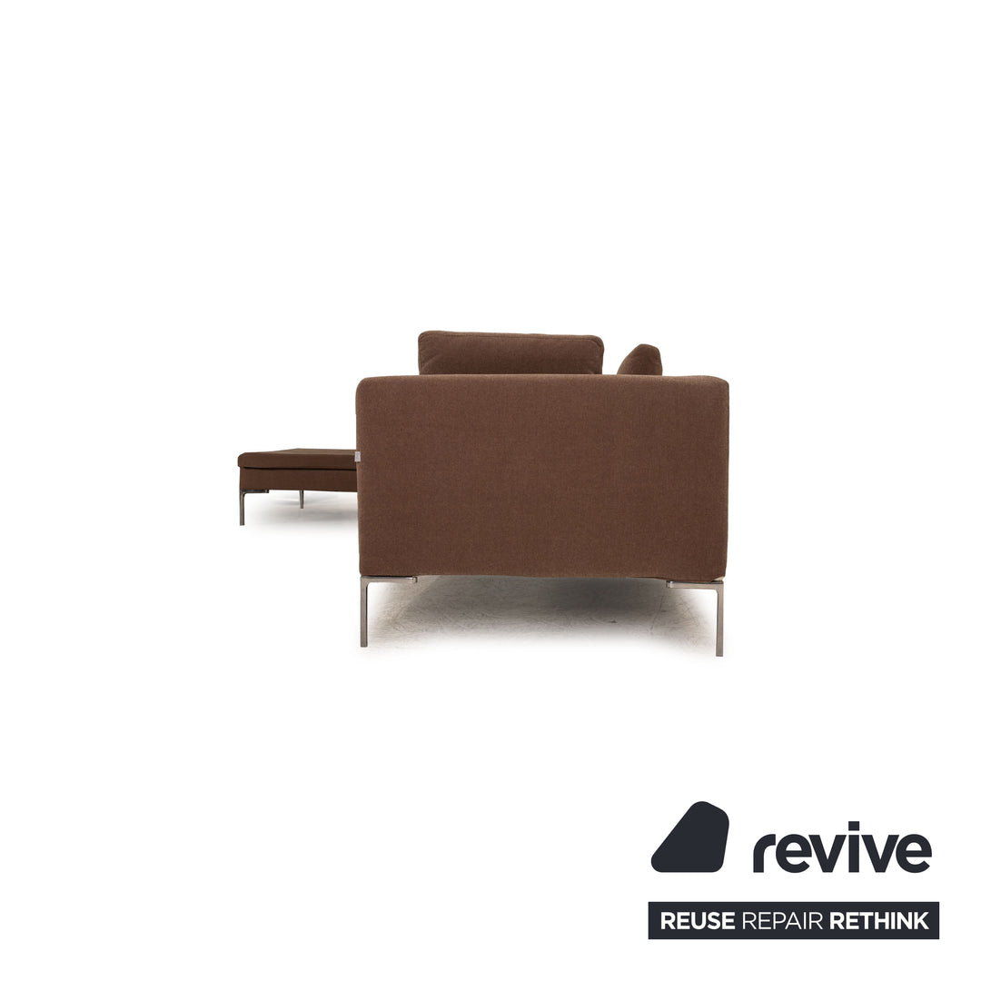 B&B Italia Charles Stoff Ecksofa Braun Sofa Couch Recamiere links