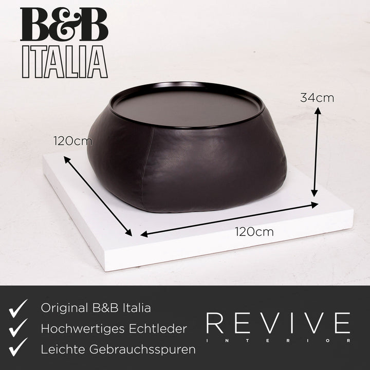 B&amp;B Italia fat-fat Leather Coffee Table Black Storage #13956