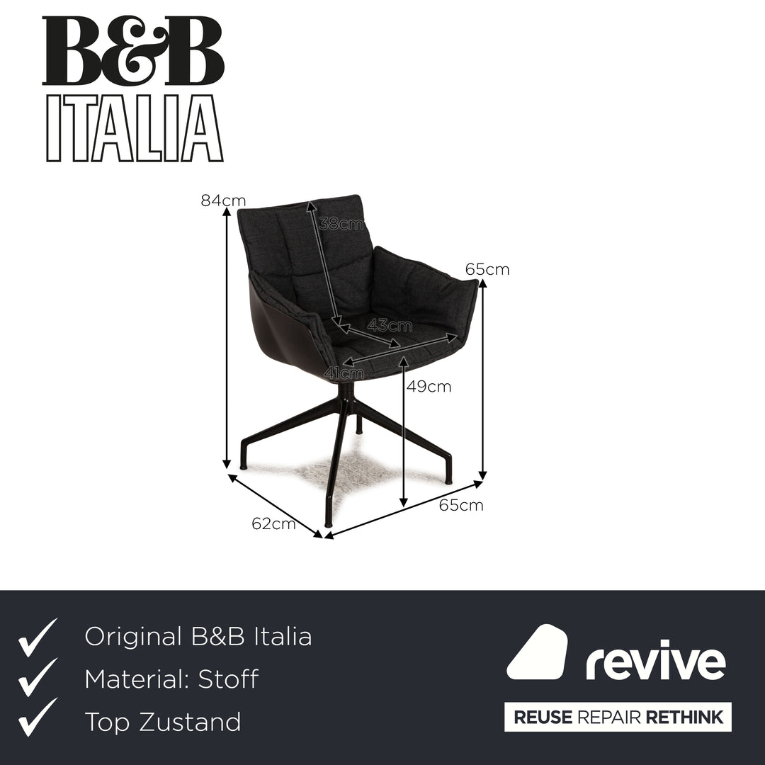B&amp;B Italia Husk chaise en tissu chaise de conférence anthracite