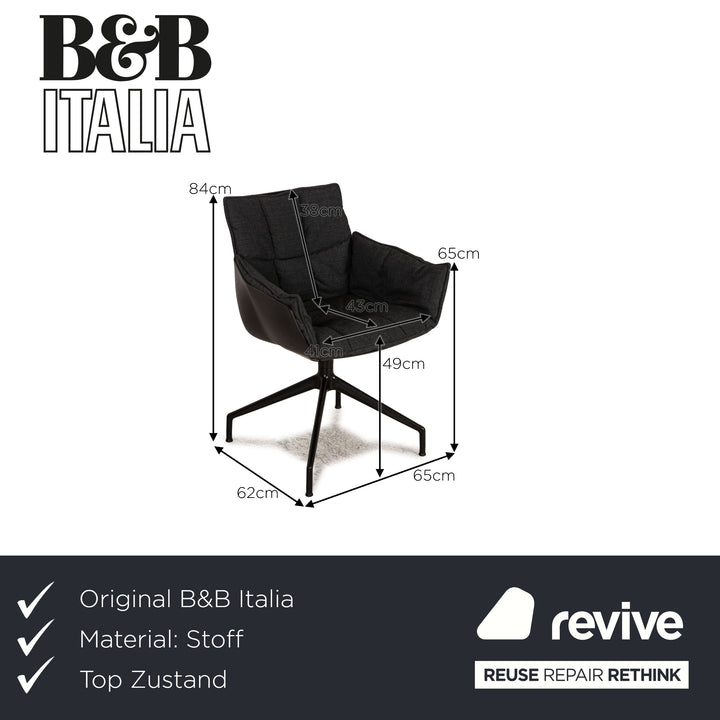 B&amp;B Italia Husk chaise en tissu chaise de conférence anthracite