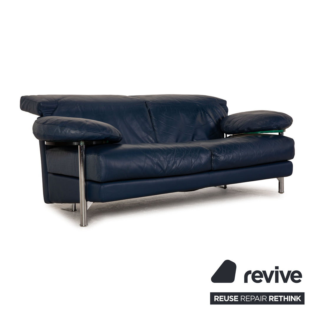 B&amp;B Italia leather sofa blue two-seater couch function