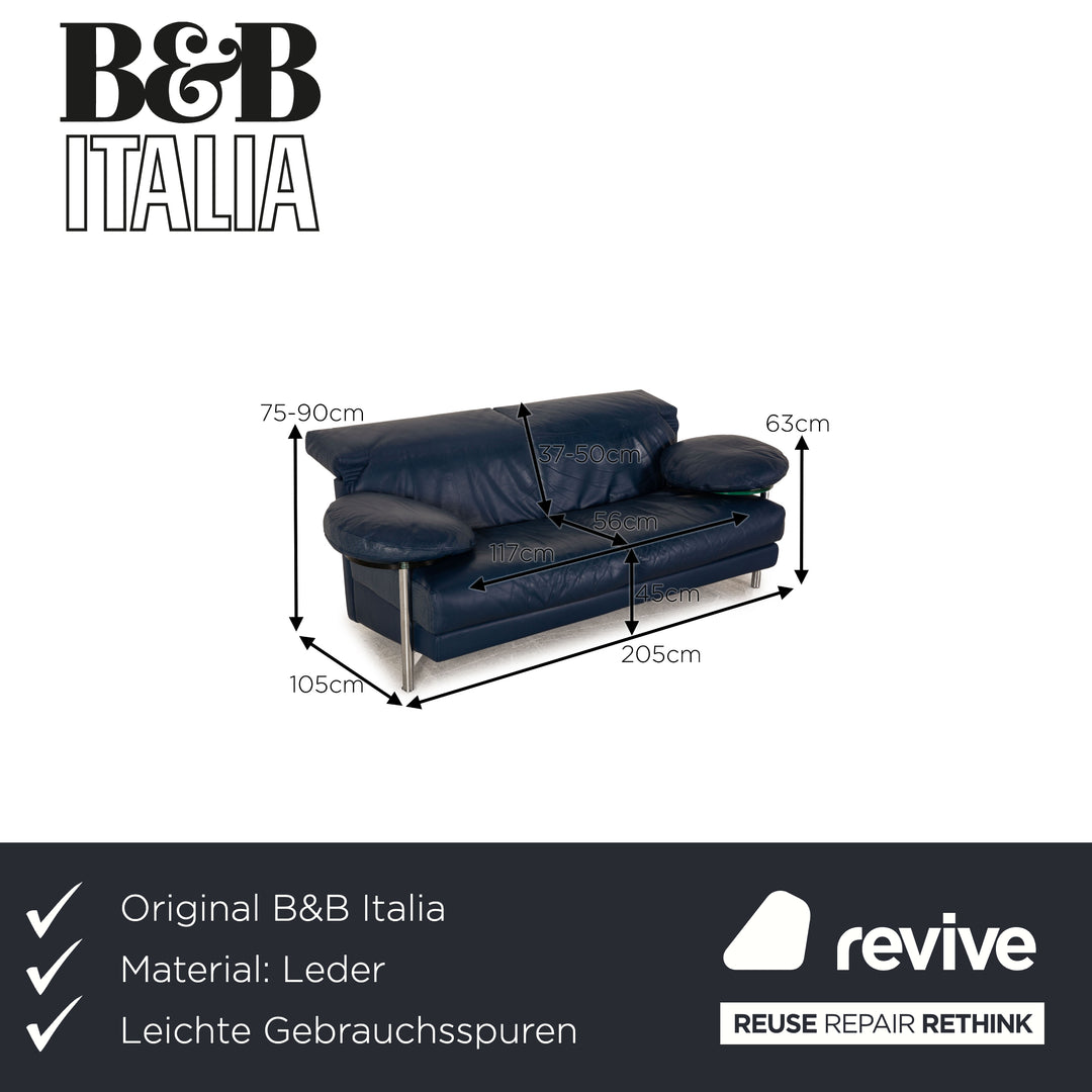 B&B Italia Leder Sofa Blau Zweisitzer Couch Funktion