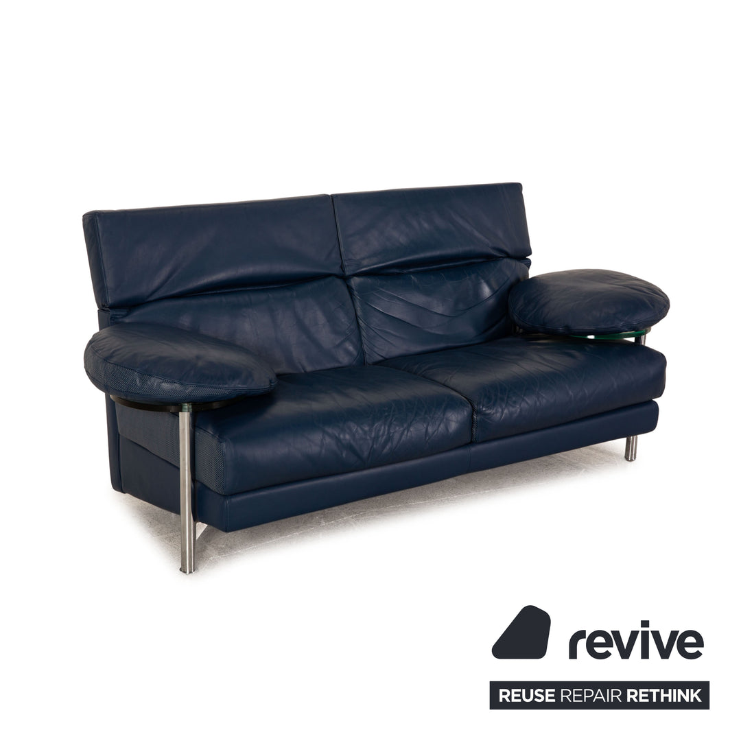 B&amp;B Italia leather sofa blue two-seater couch function
