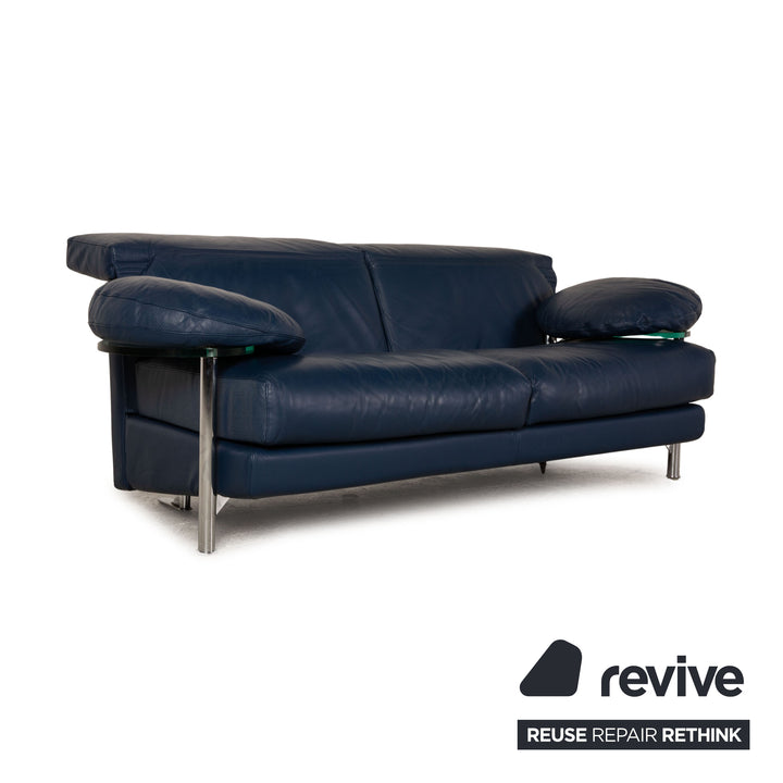 B&B Italia Leder Sofa Blau Zweisitzer Couch Funktion