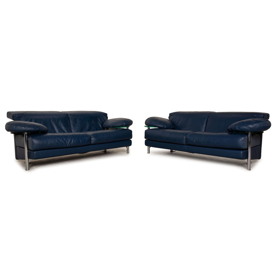 B&amp;B Italia leather sofa set blue two-seater couch function