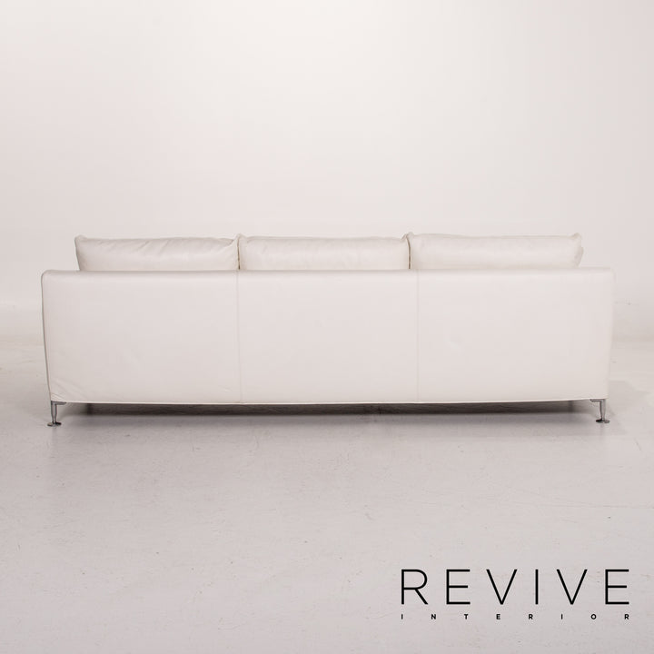 B&B Italia Leder Sofa Weiß Dreisitzer Couch Outlet #14469