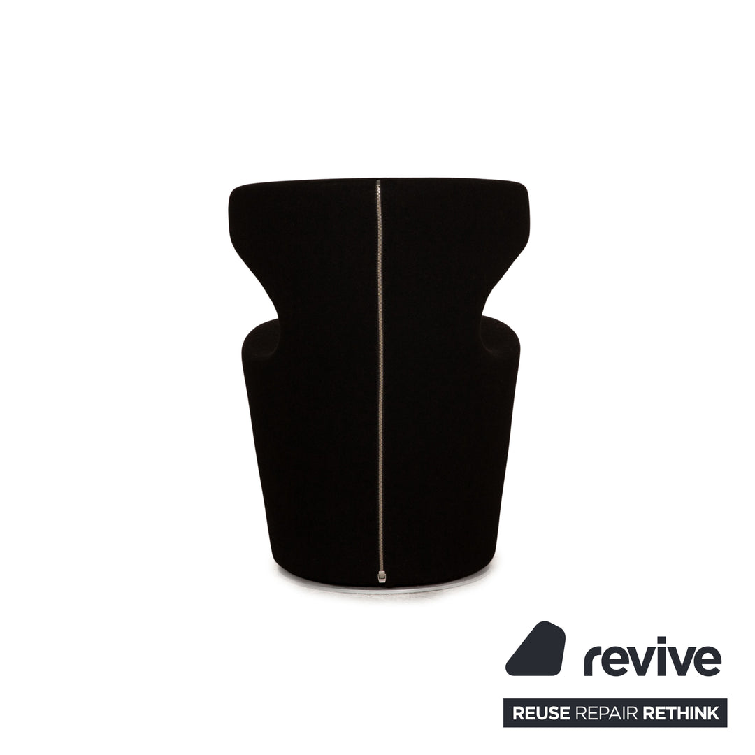 B&amp;B Italia Mini Papilio Ensemble de Fauteuils en Cuir Noir Fonction Fonction Pivotante