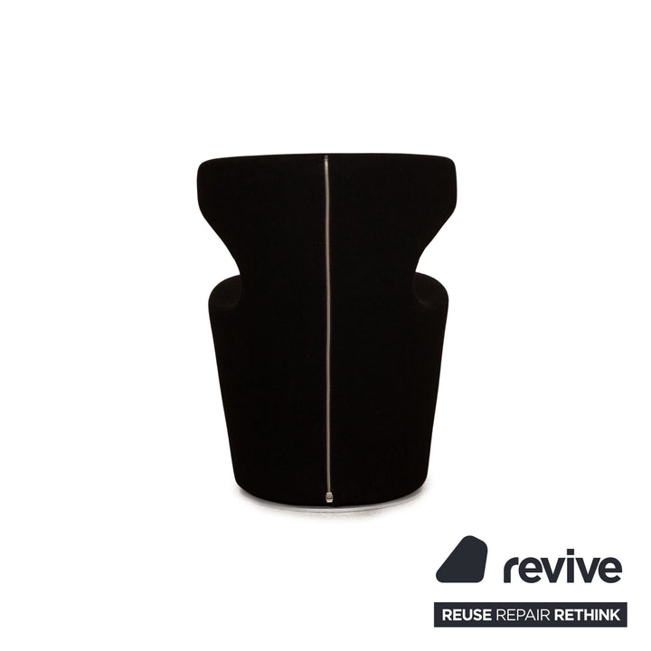 B&amp;B Italia Mini Papilio Ensemble de Fauteuils en Cuir Noir Fonction Fonction Pivotante