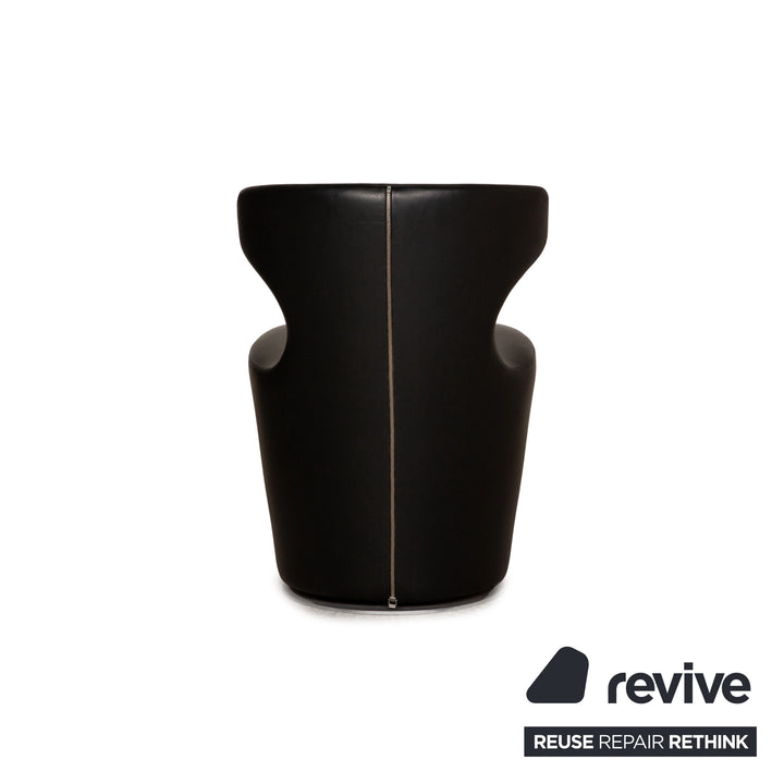 B&amp;B Italia Mini Papilio Ensemble de Fauteuils en Cuir Noir Fonction Fonction Pivotante