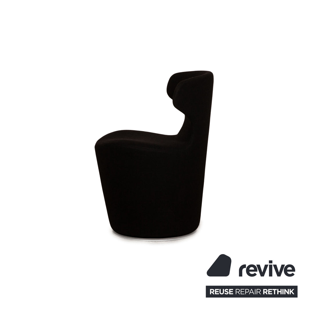 B&amp;B Italia Mini Papilio Ensemble de Fauteuils en Cuir Noir Fonction Fonction Pivotante