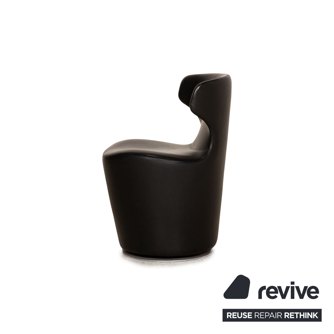 B&amp;B Italia Mini Papilio Ensemble de Fauteuils en Cuir Noir Fonction Fonction Pivotante
