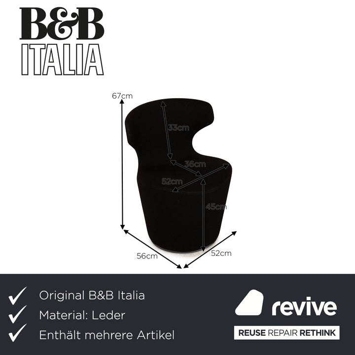 B&amp;B Italia Mini Papilio Ensemble de Fauteuils en Cuir Noir Fonction Fonction Pivotante