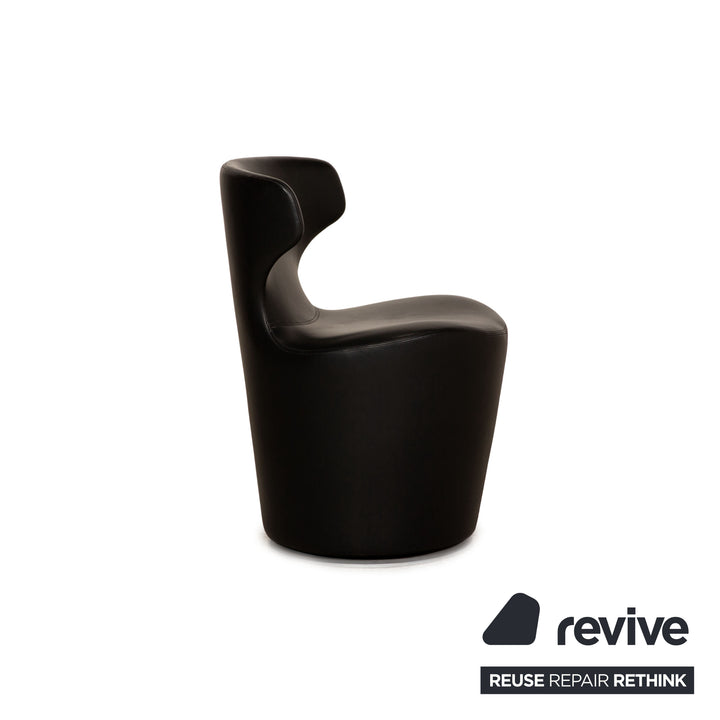 B&amp;B Italia Mini Papilio Ensemble de Fauteuils en Cuir Noir Fonction Fonction Pivotante