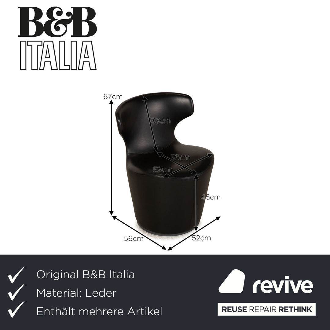 B&amp;B Italia Mini Papilio Ensemble de Fauteuils en Cuir Noir Fonction Fonction Pivotante