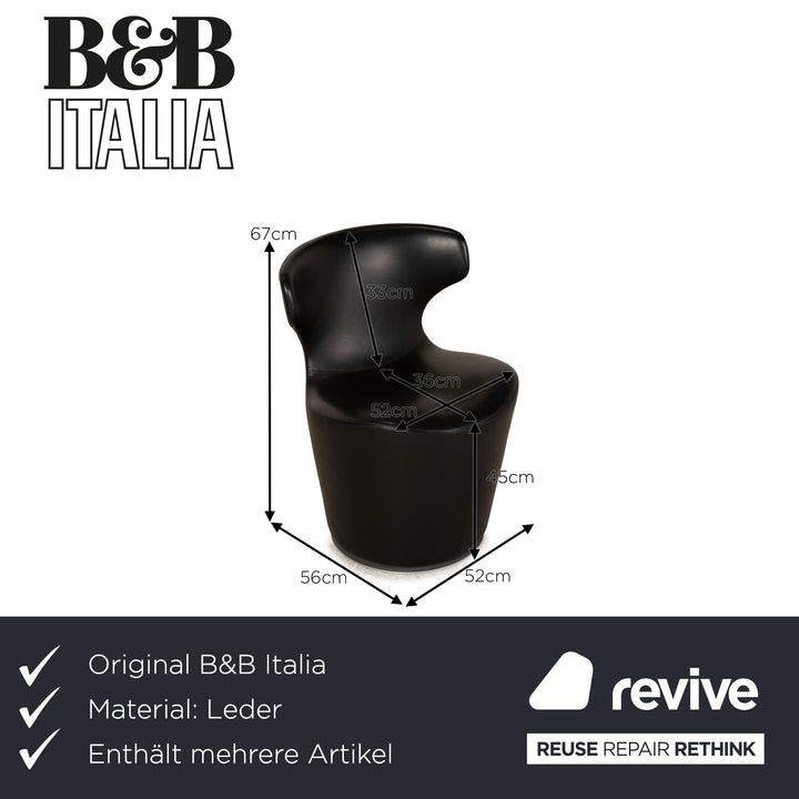 B&amp;B Italia Mini Papilio Ensemble de Fauteuils en Cuir Noir Fonction Fonction Pivotante