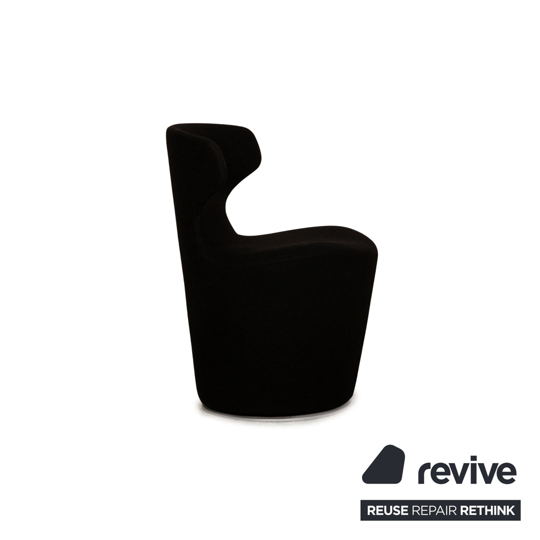 B&amp;B Italia Mini Papilio Ensemble de Fauteuils en Cuir Noir Fonction Fonction Pivotante