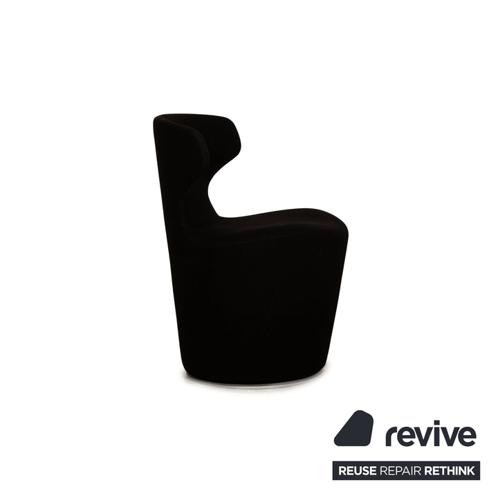 B&amp;B Italia Mini Papilio Ensemble de Fauteuils en Cuir Noir Fonction Fonction Pivotante