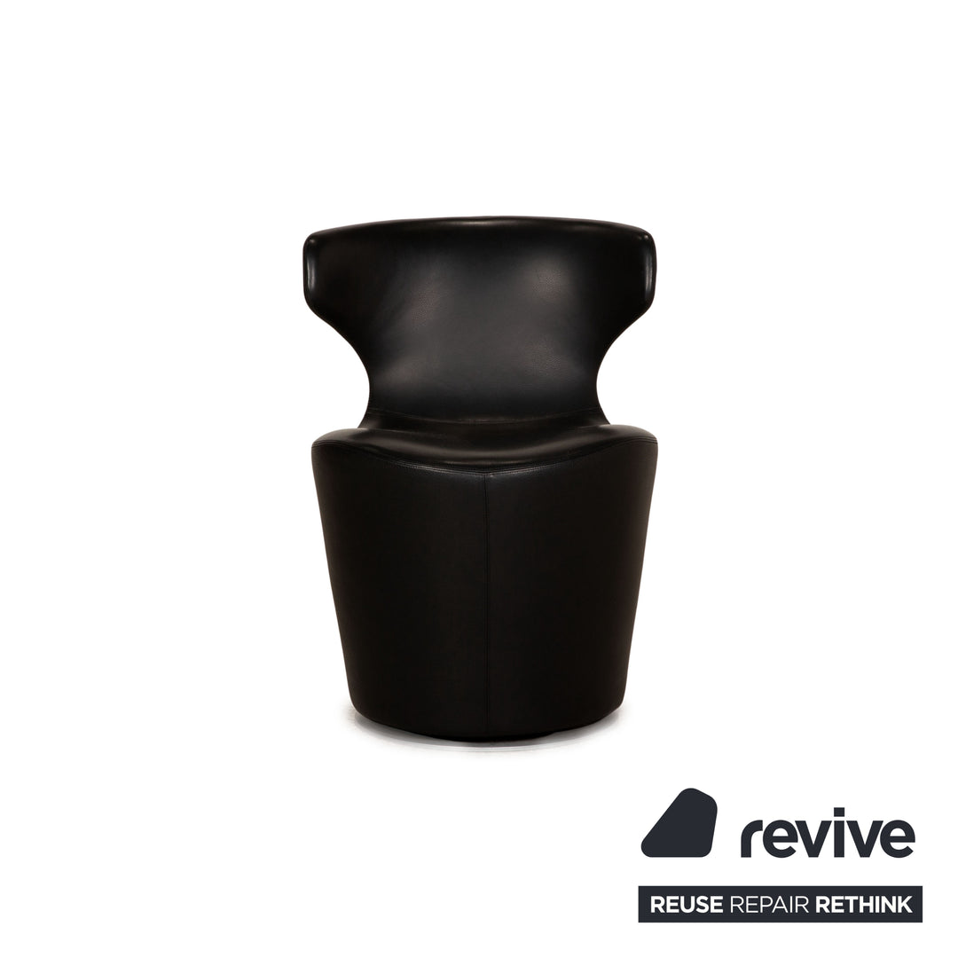 B&amp;B Italia Mini Papilio Ensemble de Fauteuils en Cuir Noir Fonction Fonction Pivotante