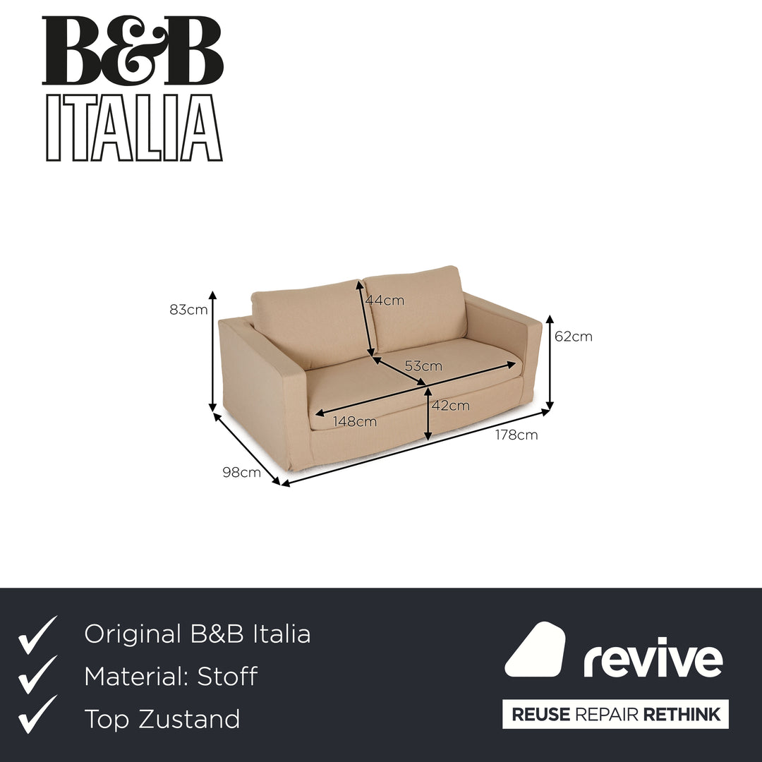 B&B Italia Stoff Sofa Beige Zweisitzer Couch