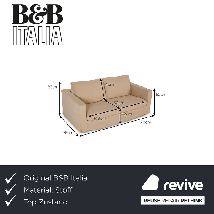 B&B Italia Stoff Sofa Beige Zweisitzer Couch