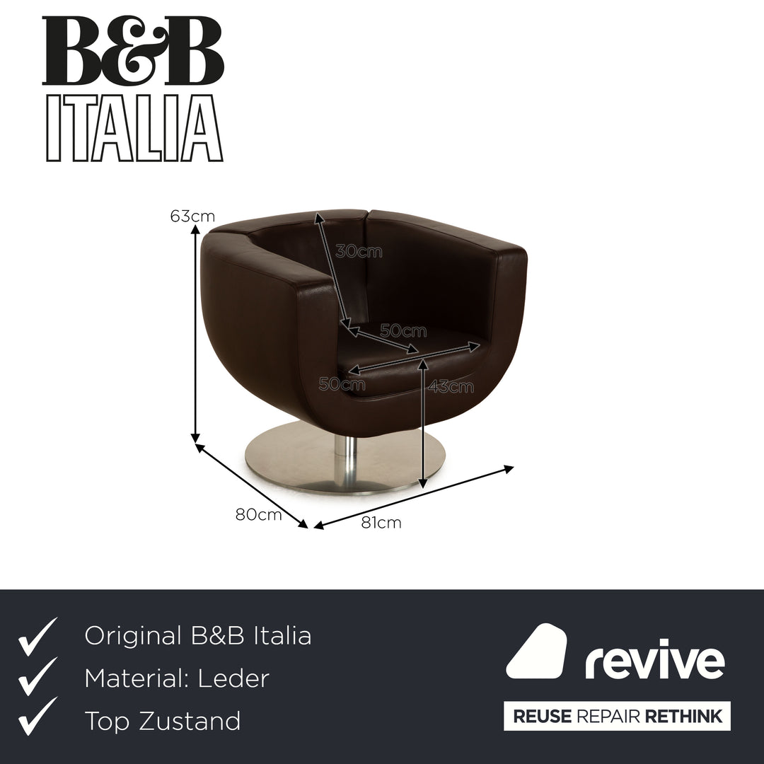 Fauteuil en cuir Tulip B&amp;B Italia marron fonction manuelle