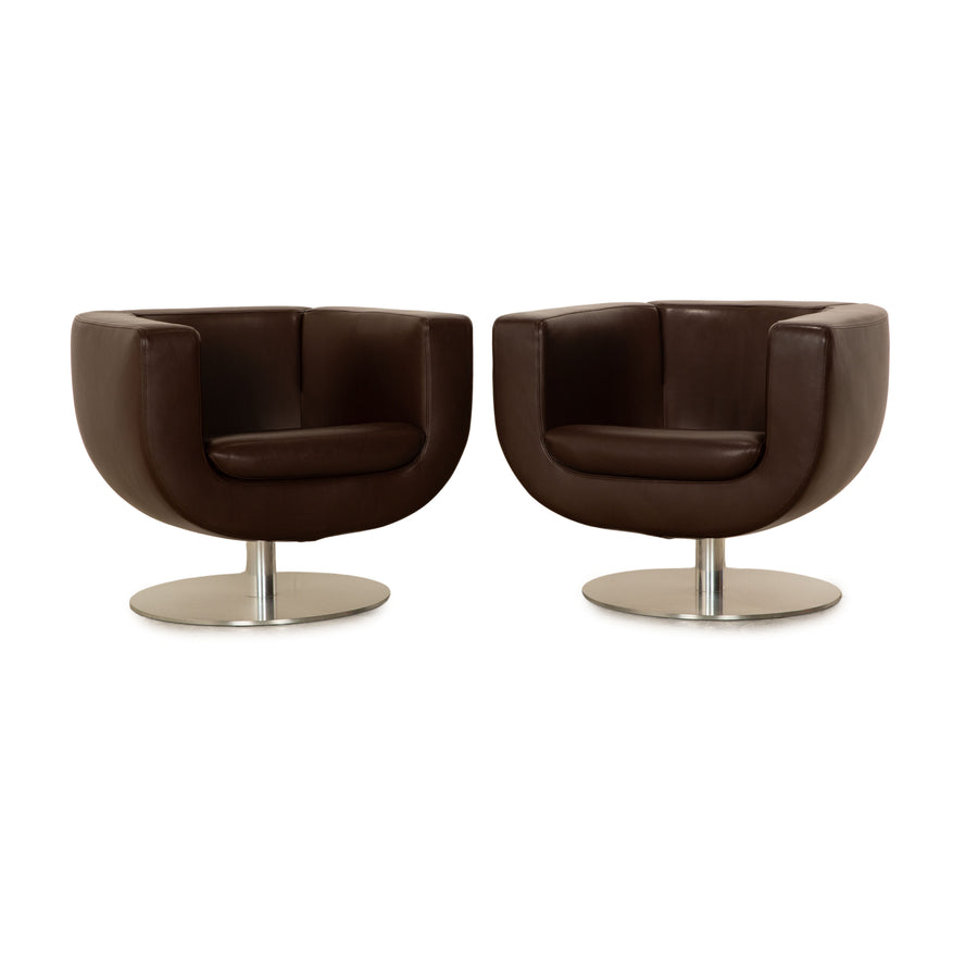 B&amp;B Italia Tulip ensemble fauteuil en cuir marron fonction manuelle
