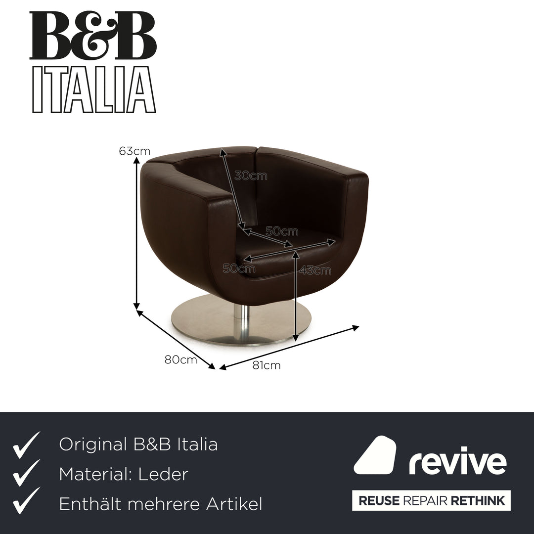 B&amp;B Italia Tulip ensemble fauteuil en cuir marron fonction manuelle