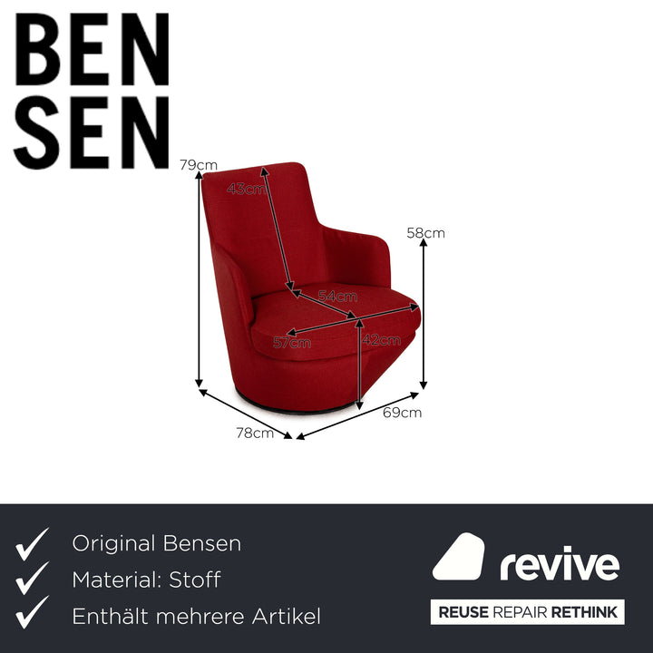 Bensen Lo Turn Stoff Sessel Garnitur Rot Drehfunktion