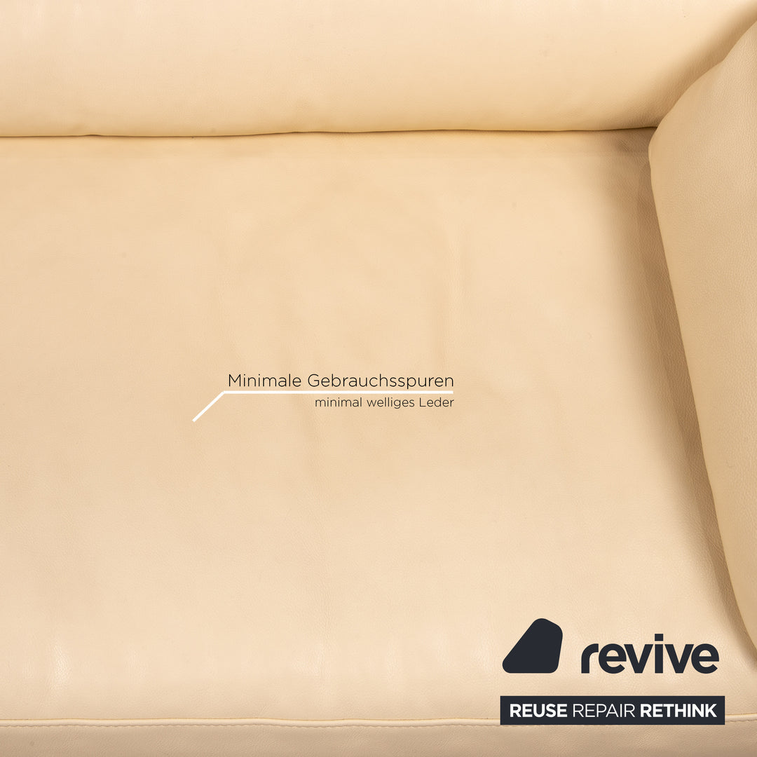 Bielefelder Werkstätten Leder Sofa Creme Dreisitzer Couch