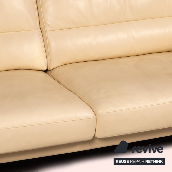 Bielefelder Werkstätten leather sofa set cream 2x three-seater