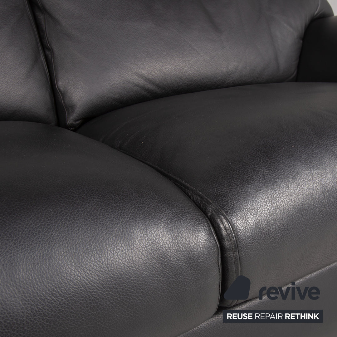 Bielefelder Werkstätten leather sofa black two-seater couch