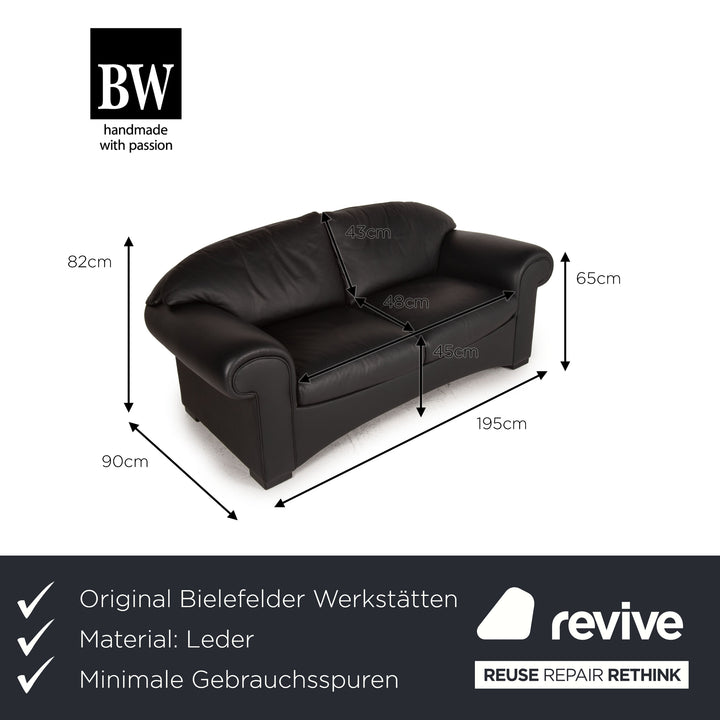 Bielefelder Werkstätten leather sofa black two-seater couch