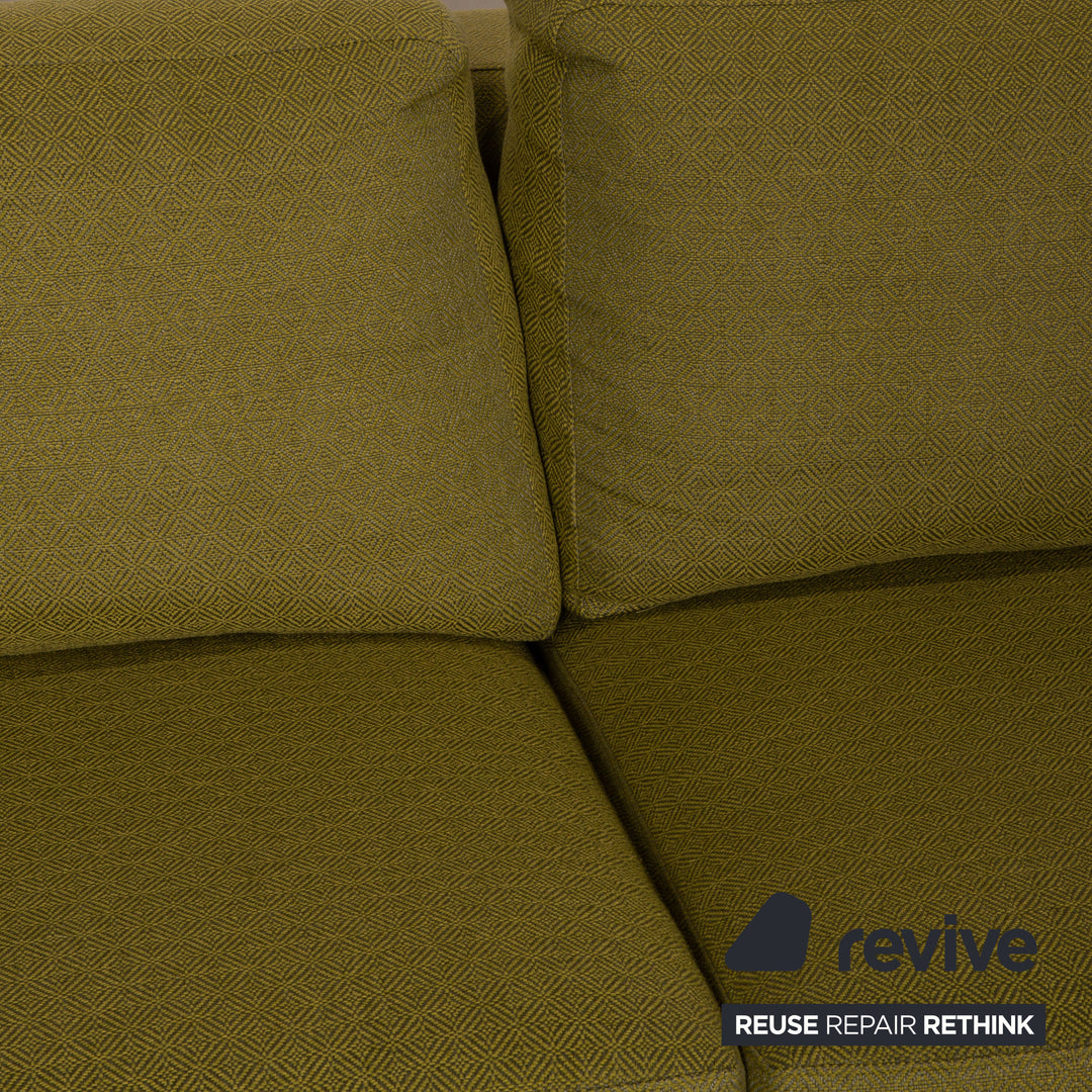 Bielefelder Werkstätten fabric sofa olive green three-seater couch