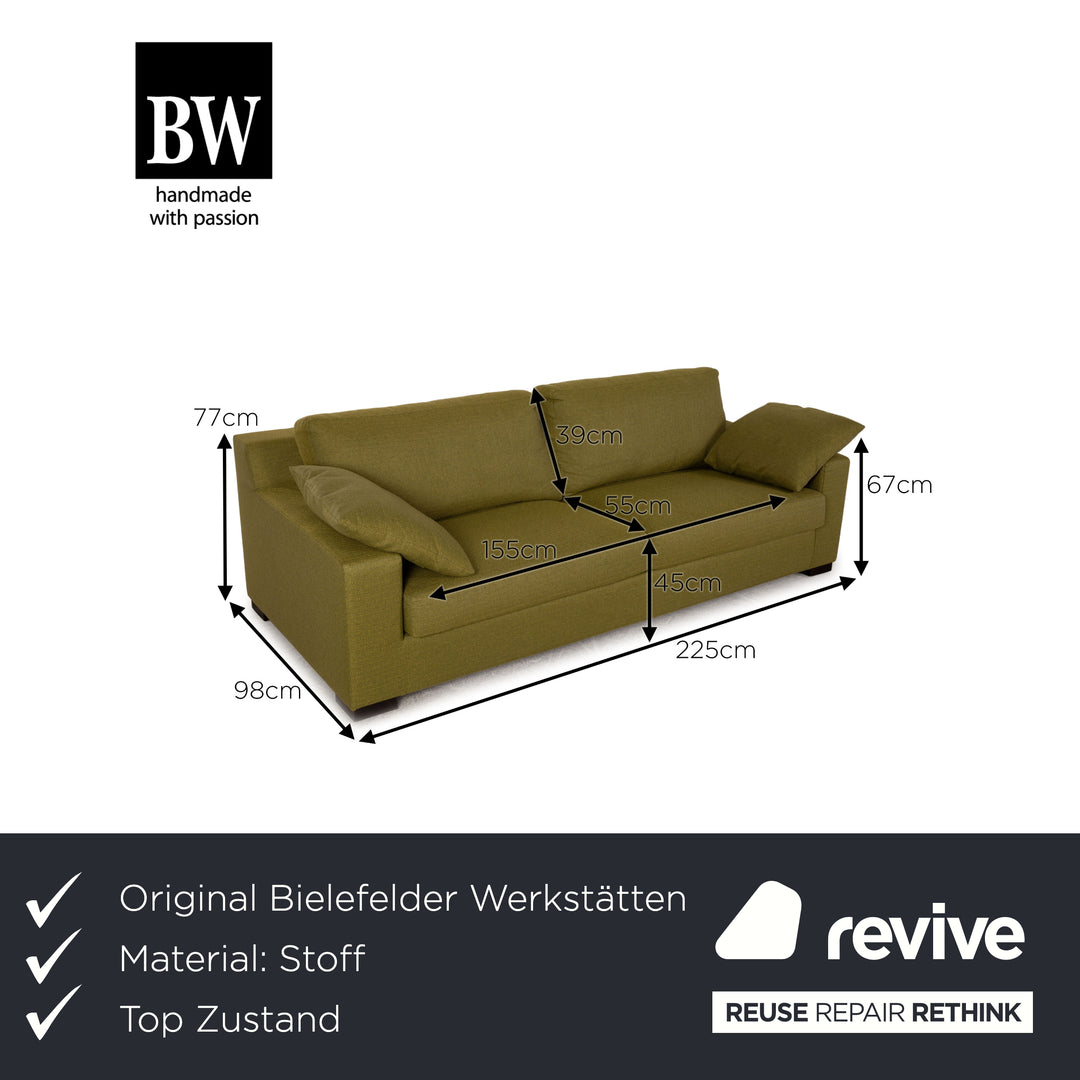 Bielefelder Werkstätten Stoff Sofa Olivgrün Dreisitzer  Couch