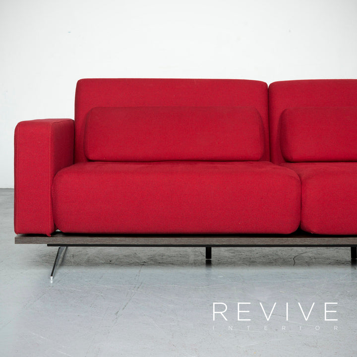 Stoff Sofa Rot Dreisitzer Schlafsofa Funktion Couch #6733