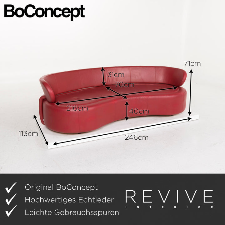 BoConcept Alpha Leder Sofa Garnitur Rot Zweisitzer Hocker #13148