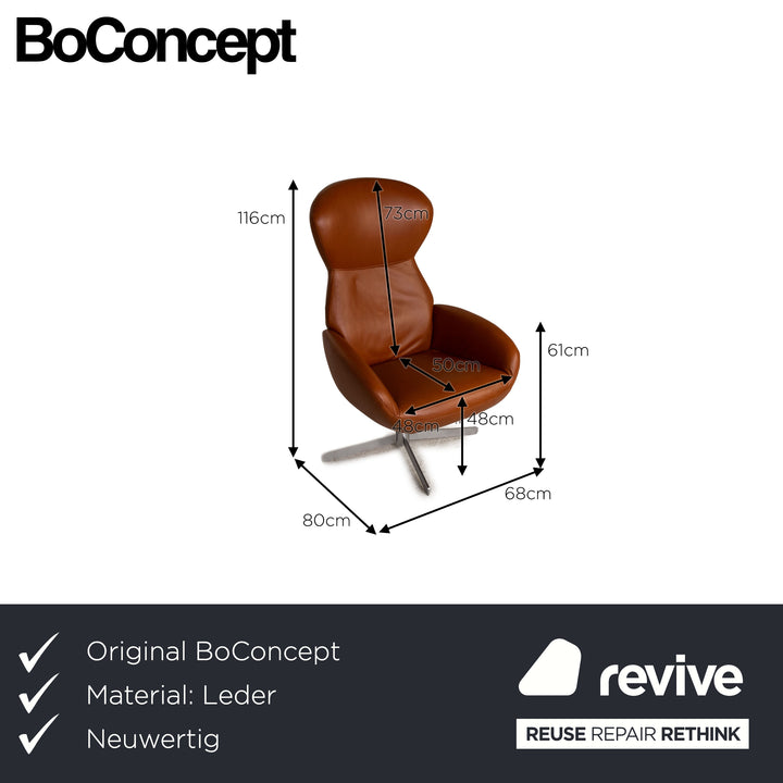 BoConcept Athena Relax leather armchair brown incl. footstool