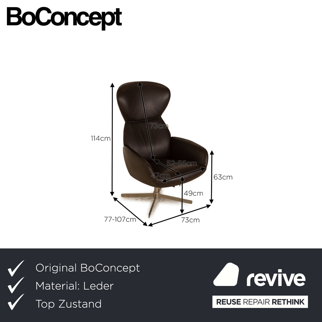 BoConcept Athena Relax Leather Armchair Brown Dark brown manual relax function