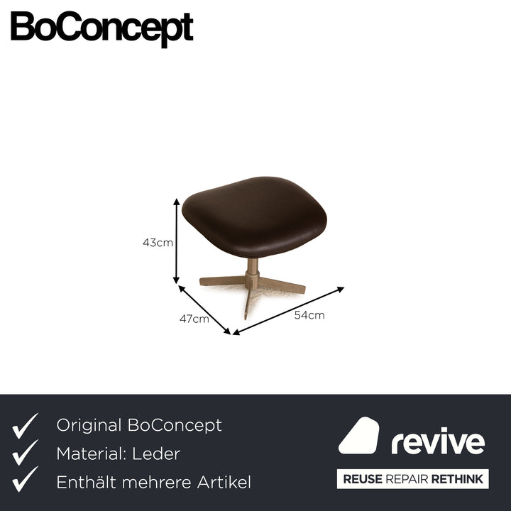 BoConcept Athena Relax Leather Armchair Set Brown Dark Brown Manual relax function armchair stool
