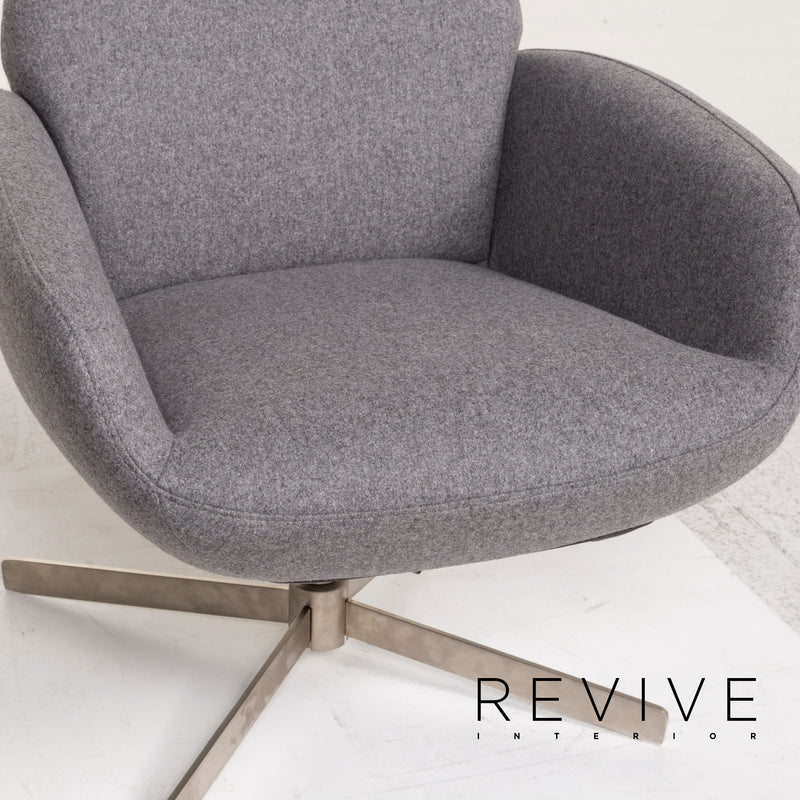 BoConcept Athena Stoff Sessel inkl. Hocker Grau Relaxsessel Funktion Relaxfunktion 