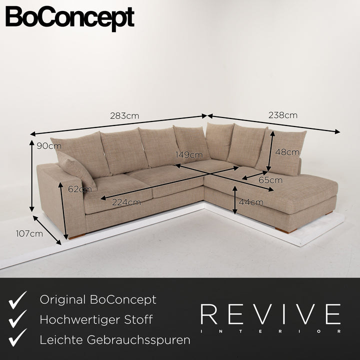 BoConcept Cenova Stoff Ecksofa Beige Sofa Couch #13853