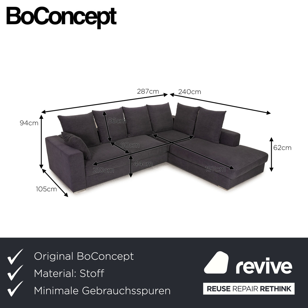 BoConcept Cenova Fabric Sofa Dark Gray Corner Sofa Couch